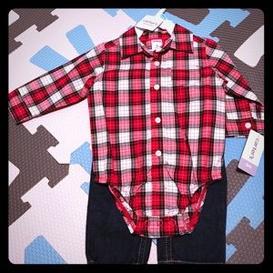 Carters plaid top with jeans set