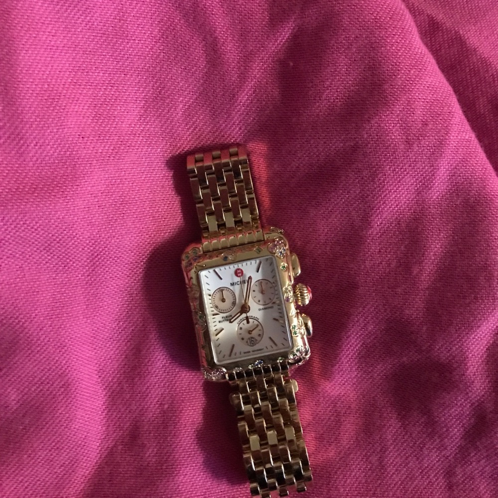 Michele watch with gem stones and diamonds