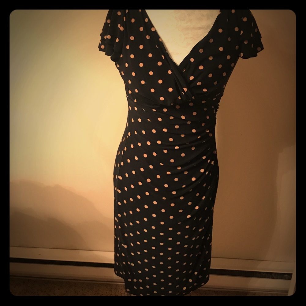 Ralph Lauren size 10 dress black with polka dots