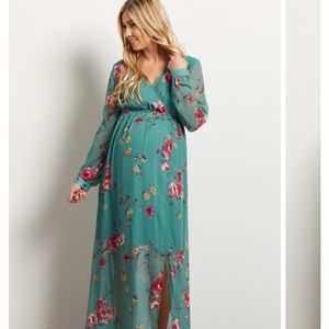 Pink blush maternity maxi gown