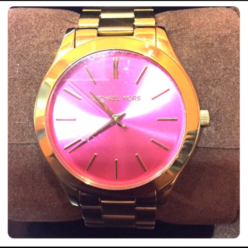 Michael Kors Pink Gold tone Runway watch!!!!