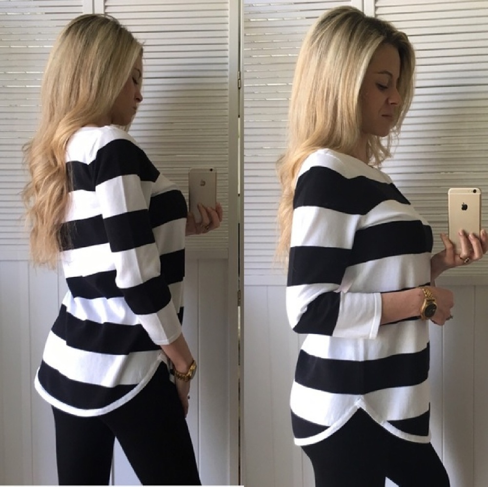 Black and white striped top