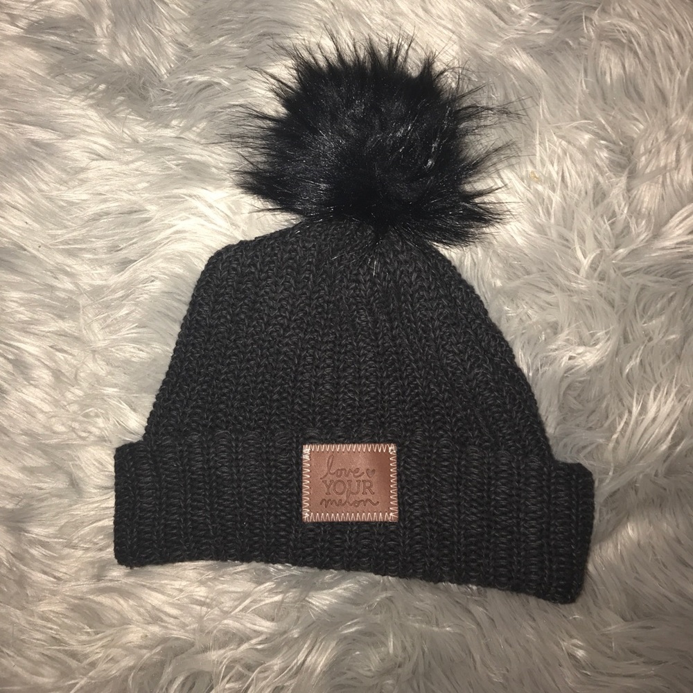 Love Your Melon Black Pom Beanie