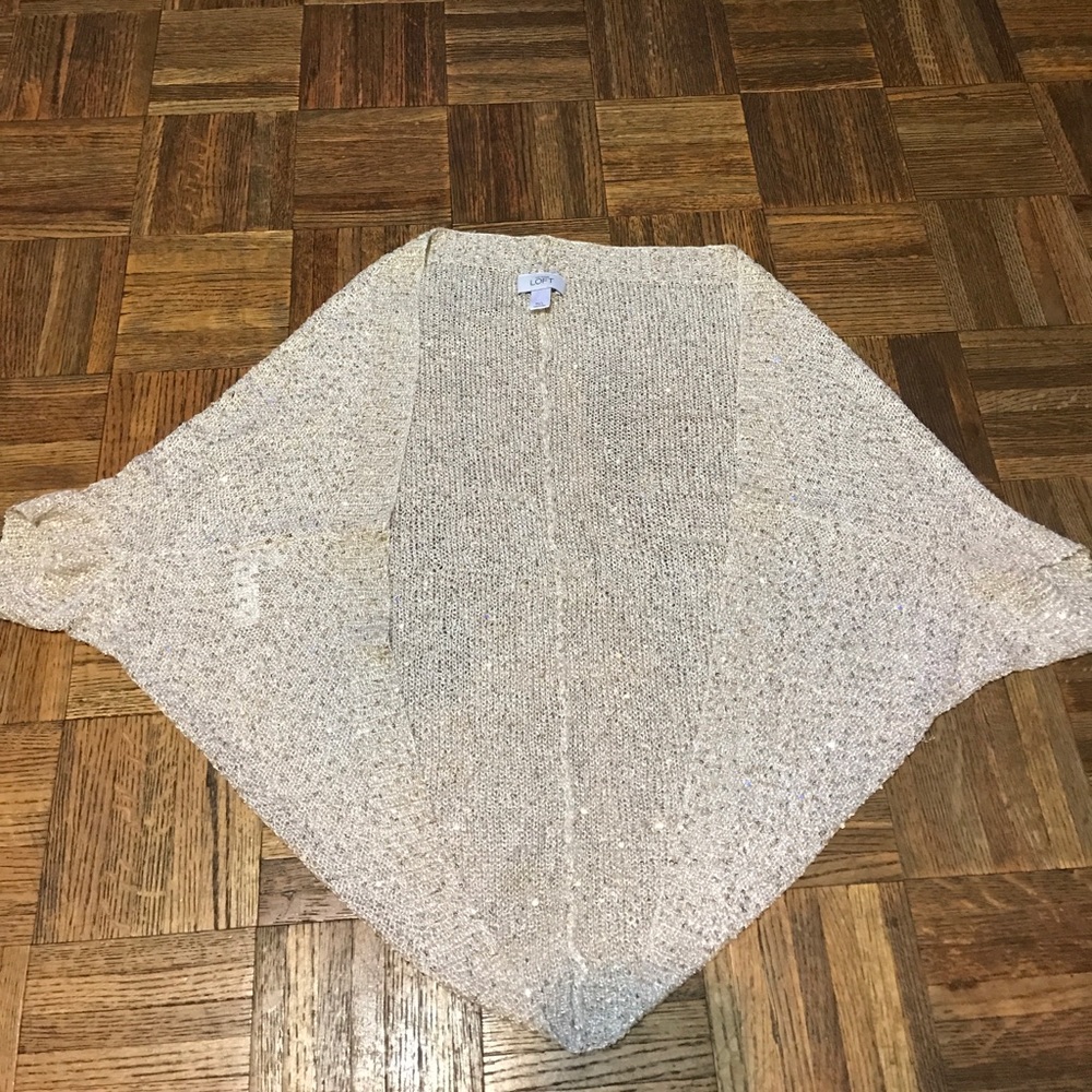Ann Taylor Loft Sequins Bat Sleeve Cardigan M/L