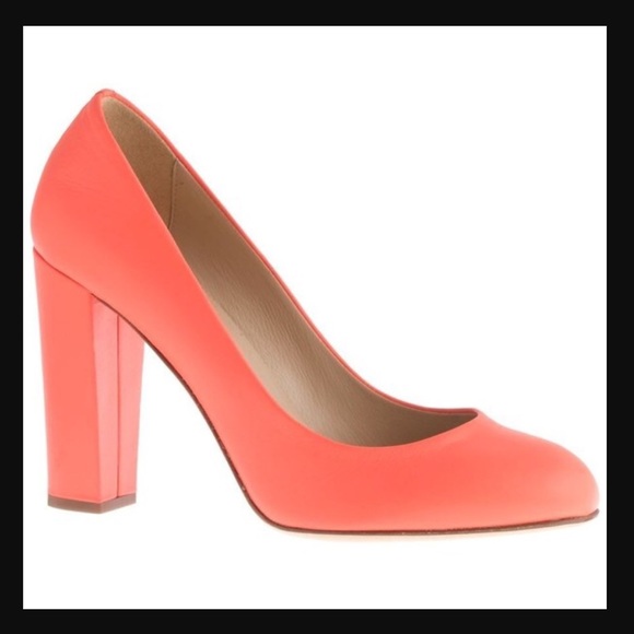 J. Crew Shoes - J.Crew Leather Etta Pumps in Neon Coral