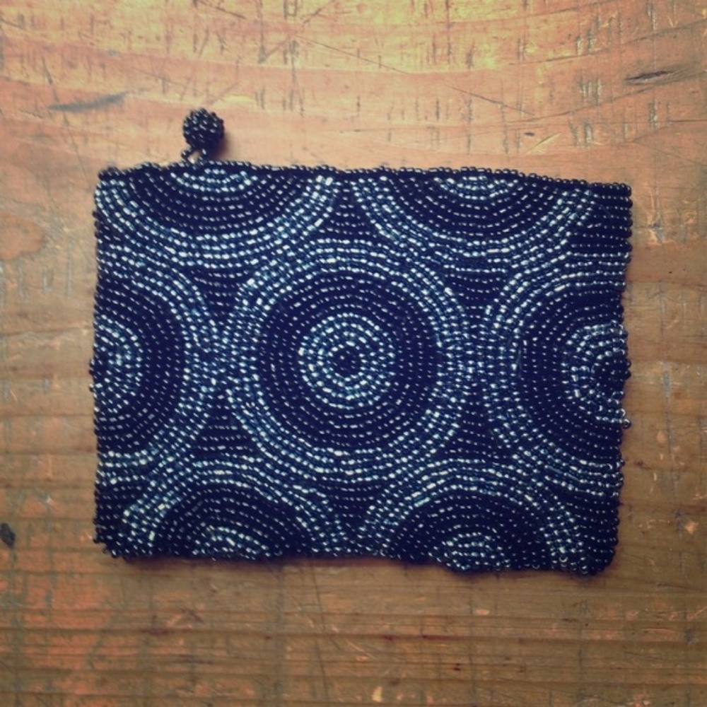 Circular Printed Beaded Wallet
