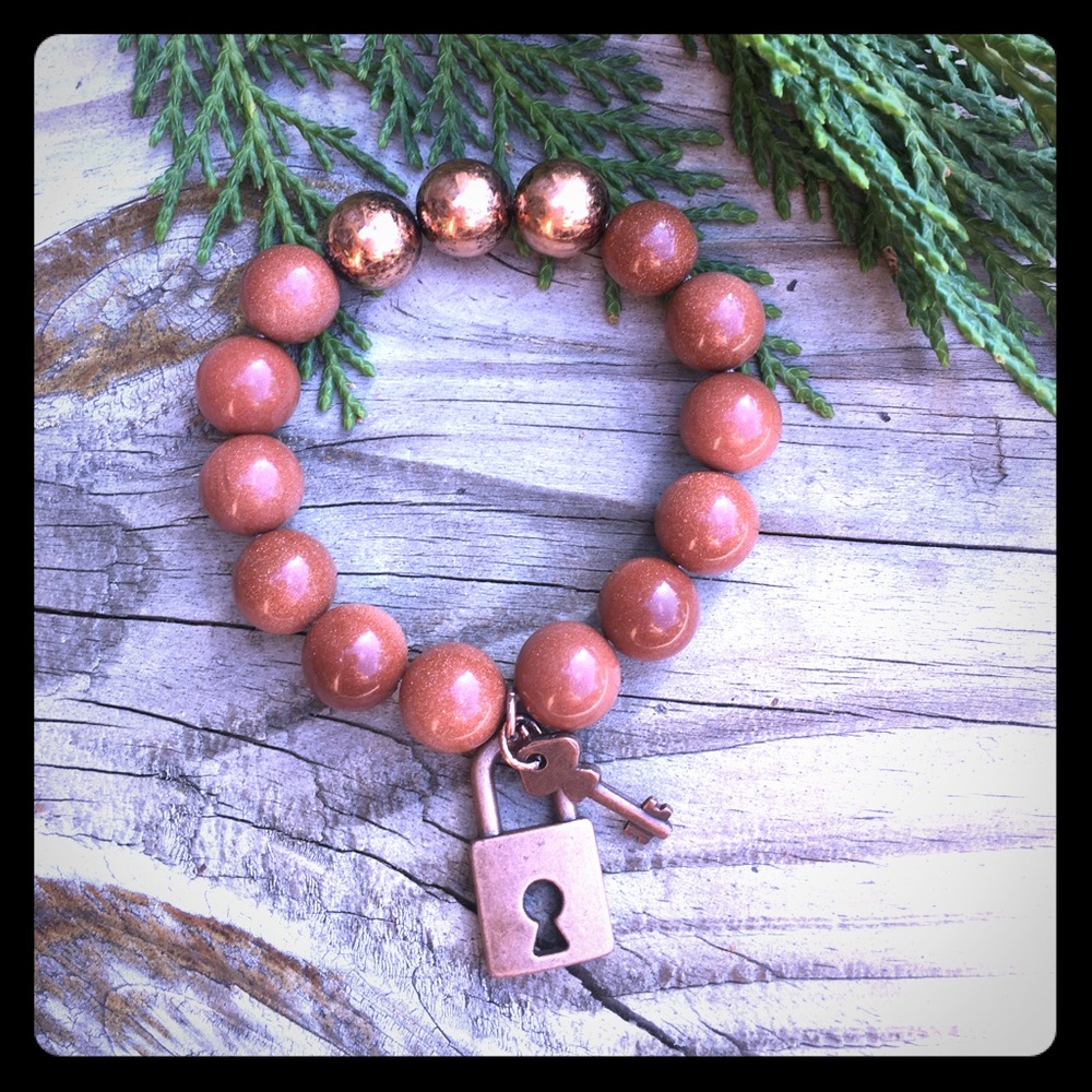 Brown Shimmer Stone Stretch Bracelet