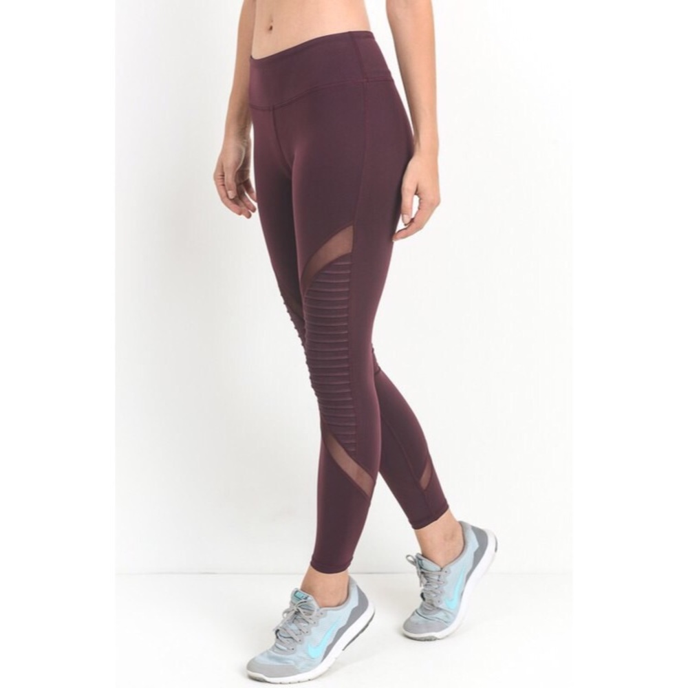 Mesh Panel Athletic Moto Yoga Leggings