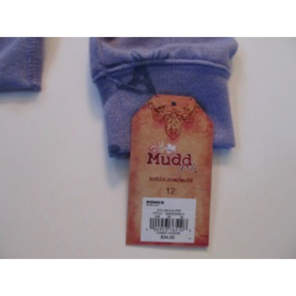 NWT Mudd Hoodie Top thin sweater violet butterfly - Picture 3 of 4