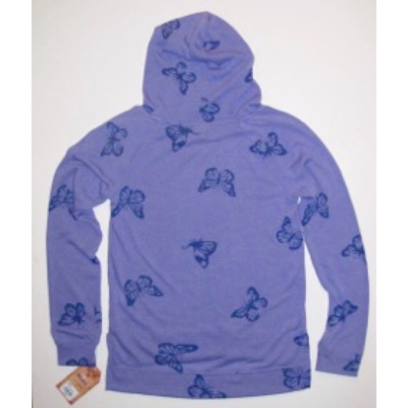 NWT Mudd Hoodie Top thin sweater violet butterfly - Picture 4 of 4