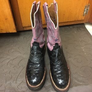 Lucchese black ostrich quill boots