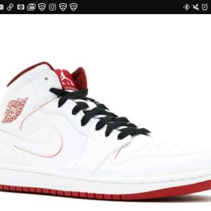 Jordan 1 mid white and varsity red
