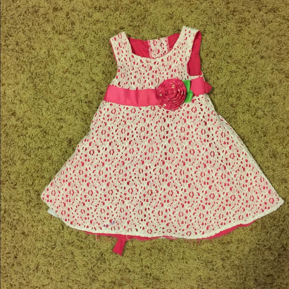 Girls Fuchsia with Lace overlay Dress