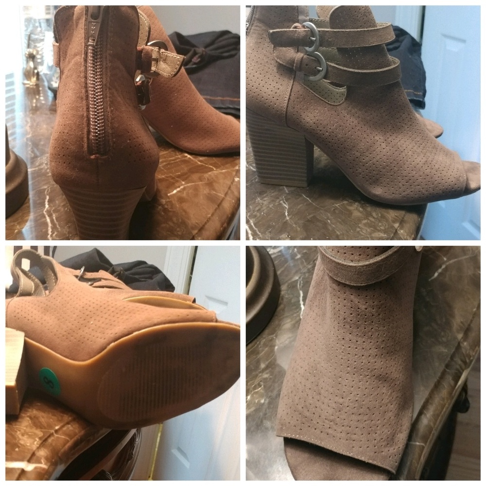 Open toe suede boot bootie