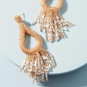Anthropologie Jasmine Fringe Drop Earrings