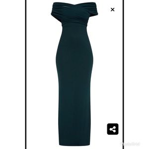 Emerald green slinky stretchy maxi dress gown