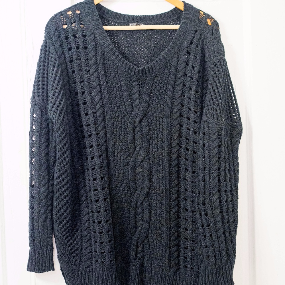 Express Oversized Style Chunky Black Sweater