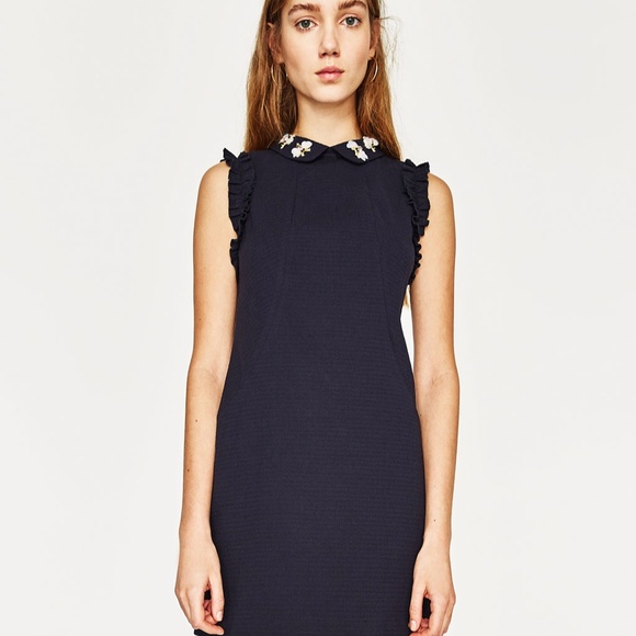 NWT ZARA Tailored dress in Navy - Picture 2 of 8