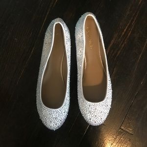 White Glitter Flats