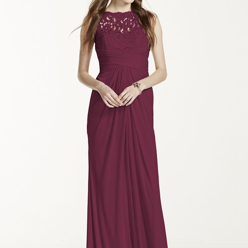 Sleeveless Long Mesh Dress with Corded Lace