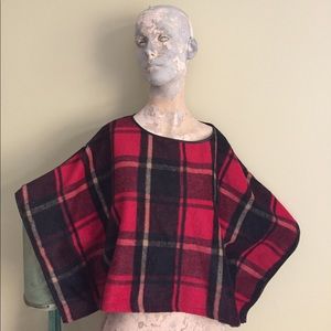 NWT Free People plaid poncho jacket