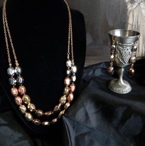 Metallic Statement Necklace and Earrings