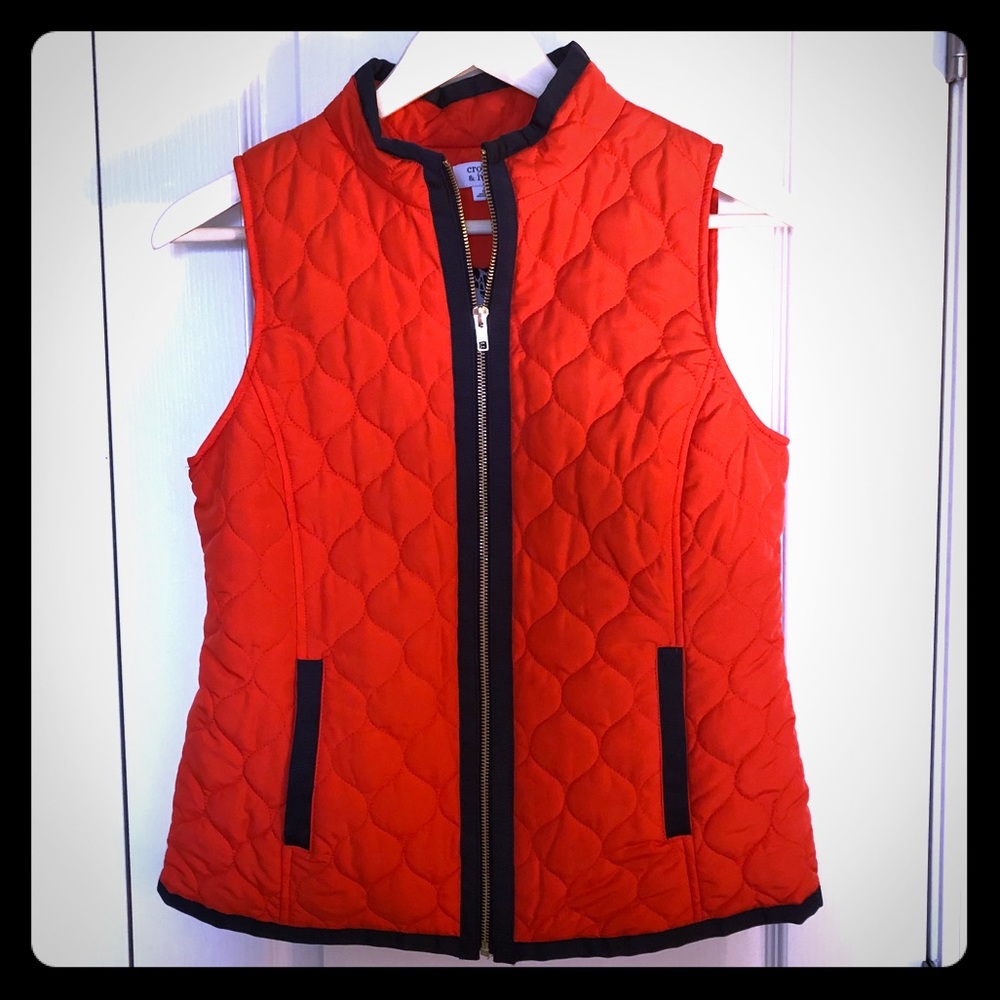 Crown & Ivy Orange and Navy quilted vest