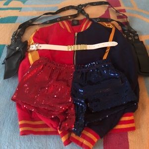 Harley Quinn Jacket, Shorts, Choker & Gun Holster