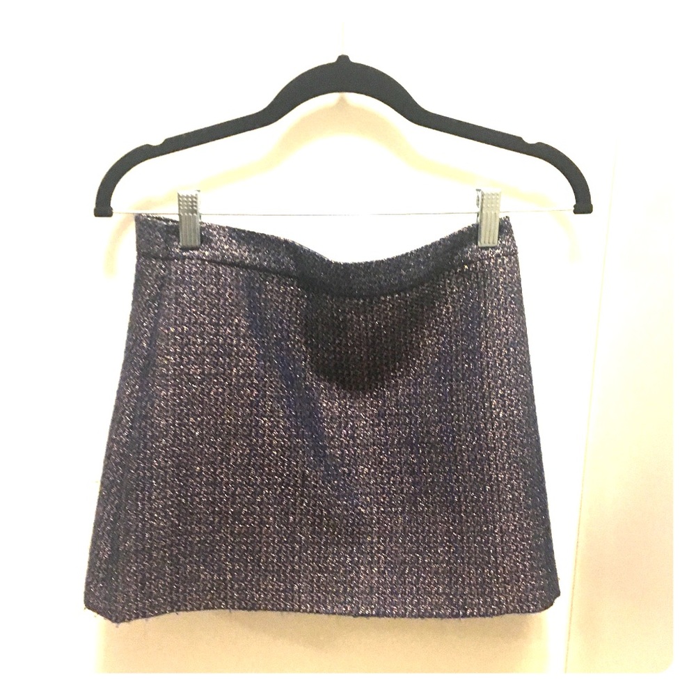Alice and olivia navy and gold mini skirt