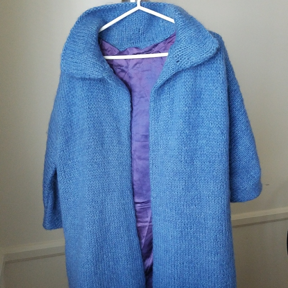 Vintage Powder Blue Cocoon Coat -EUC