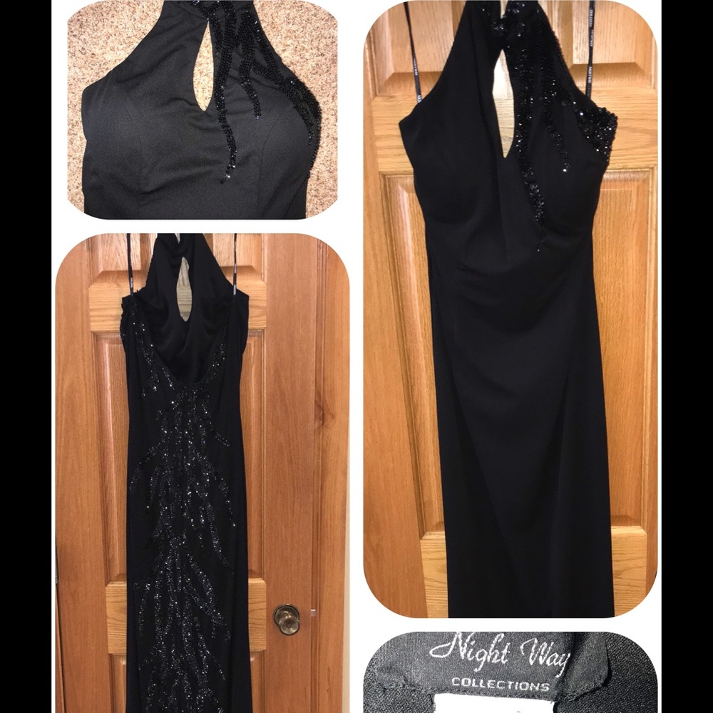 Black formal, halter dress.