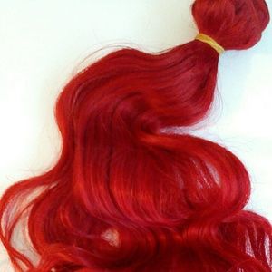 22 inch Wavy Red Human Hair Extensions