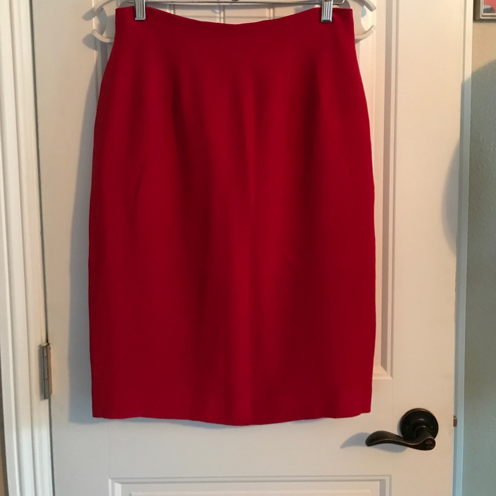 Red silk skirt