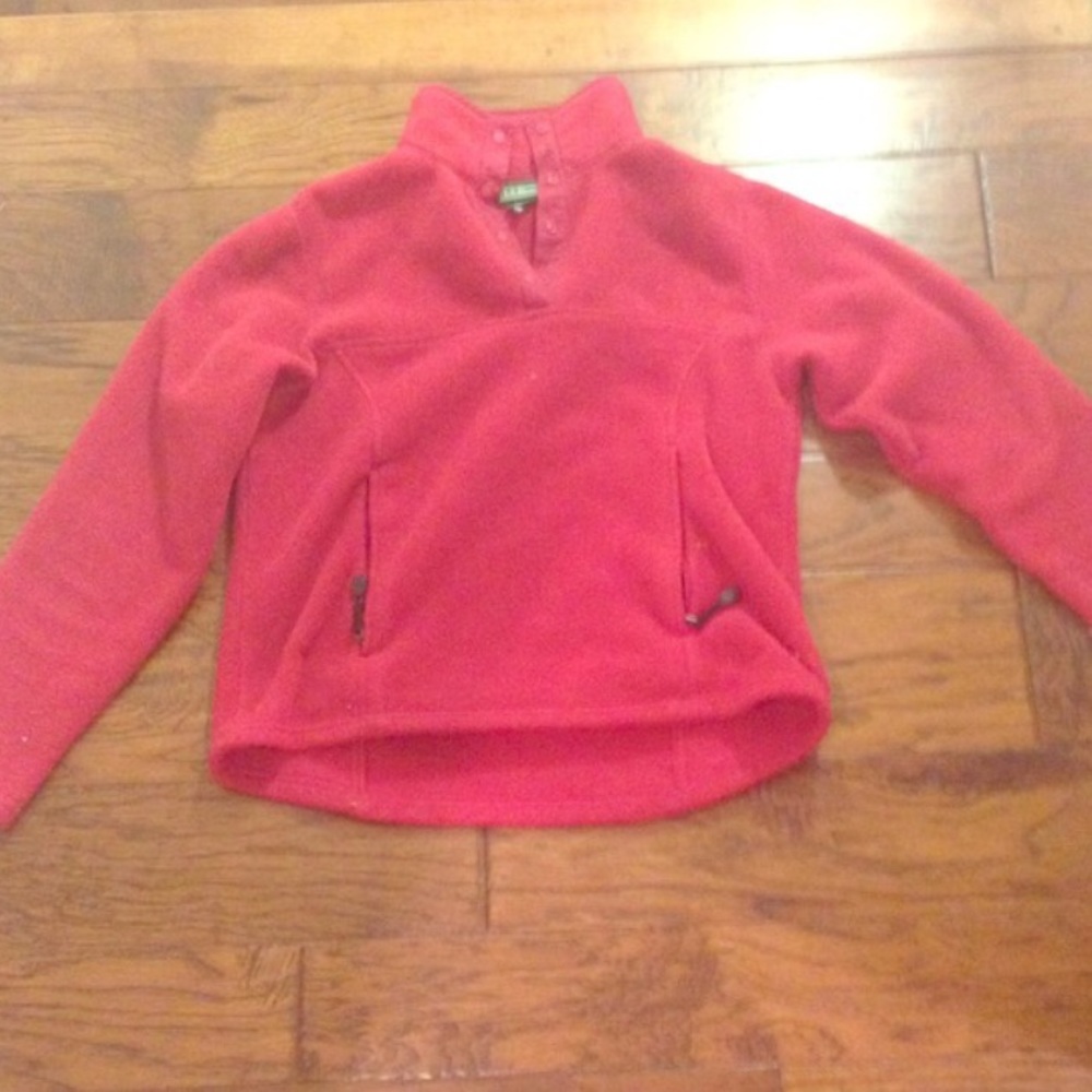 LL bean red fleece pullover