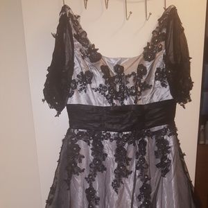 Black and white fit and flare corset dress