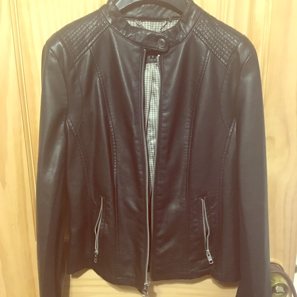 Black Rivet Faux Leather Jacket