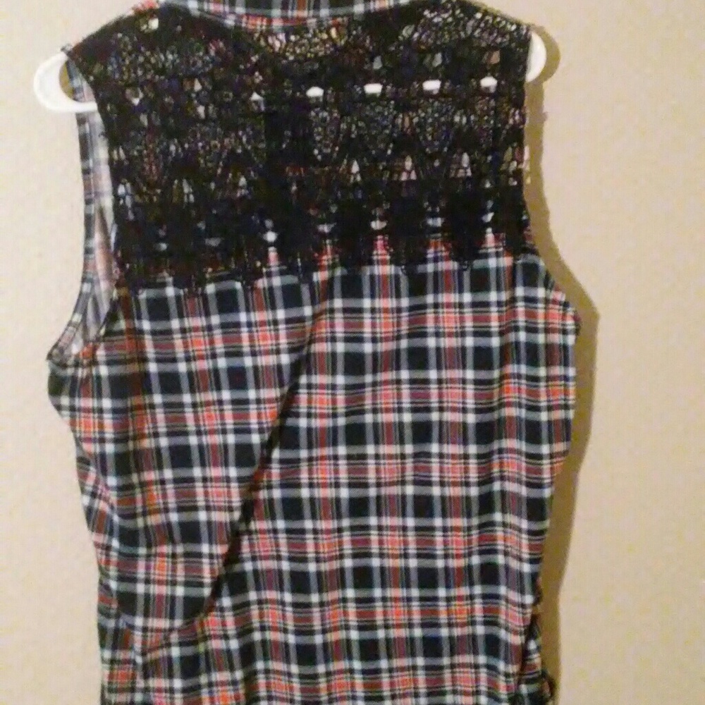Plaid button up tank top