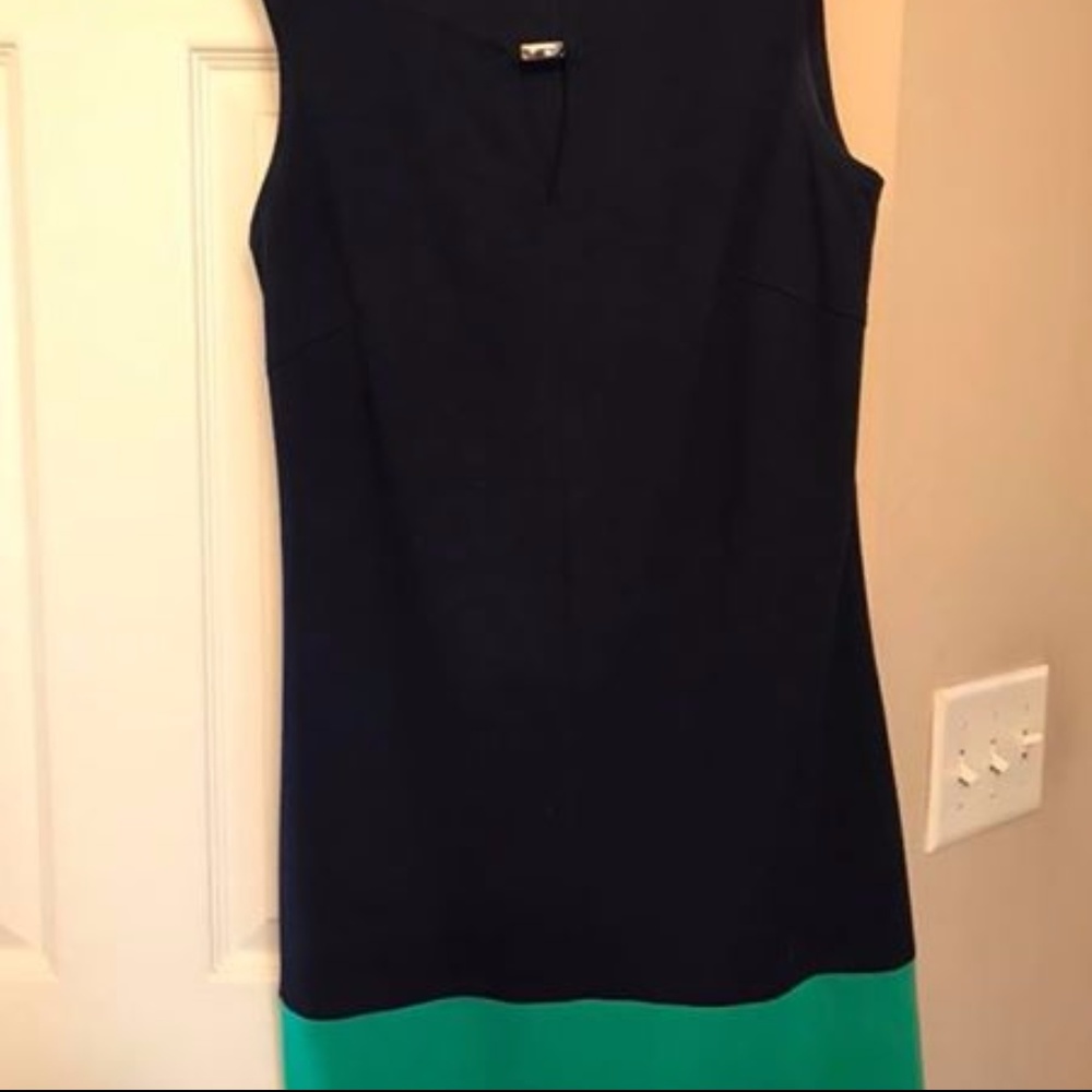 Cute navy & green sheath dress by Banana Republic