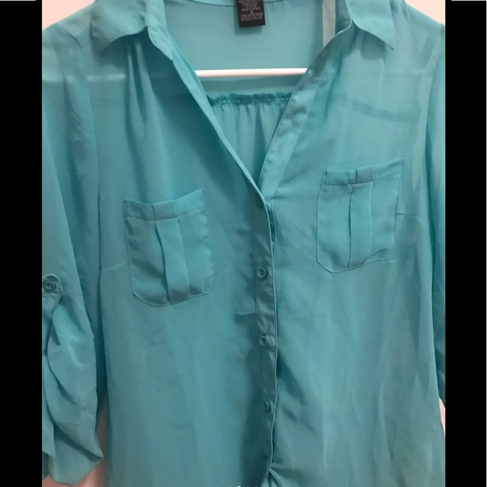 Turquoise Button Down - Picture 2 of 4