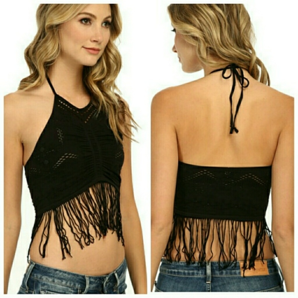 Free People Halter Top Bella Coachella Black
