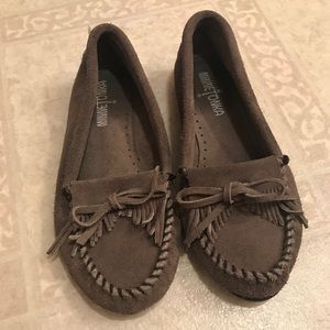 Gray suede Minnetonka Mocs size 7