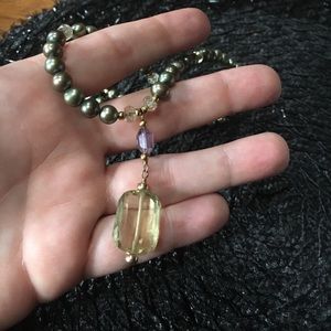 Citrine, pearl and amethyst pendant