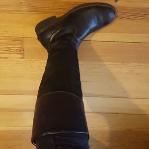 Gorgeous Born black suede and soft leather riding