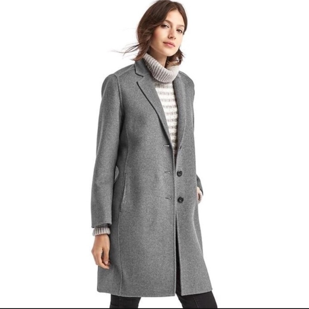 GAP Peacoat Wool Blend Solid Gray
