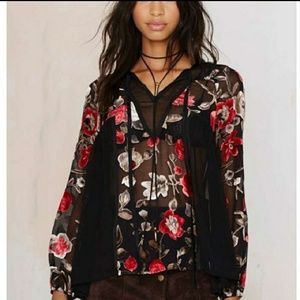 Nasty Gal Eleanor velvet floral blouse