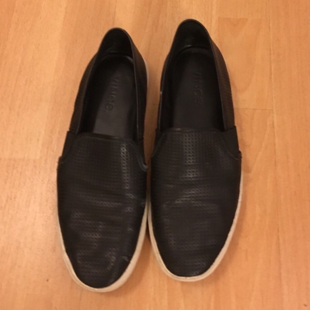 Vince Blair perforated slip ons black size 7
