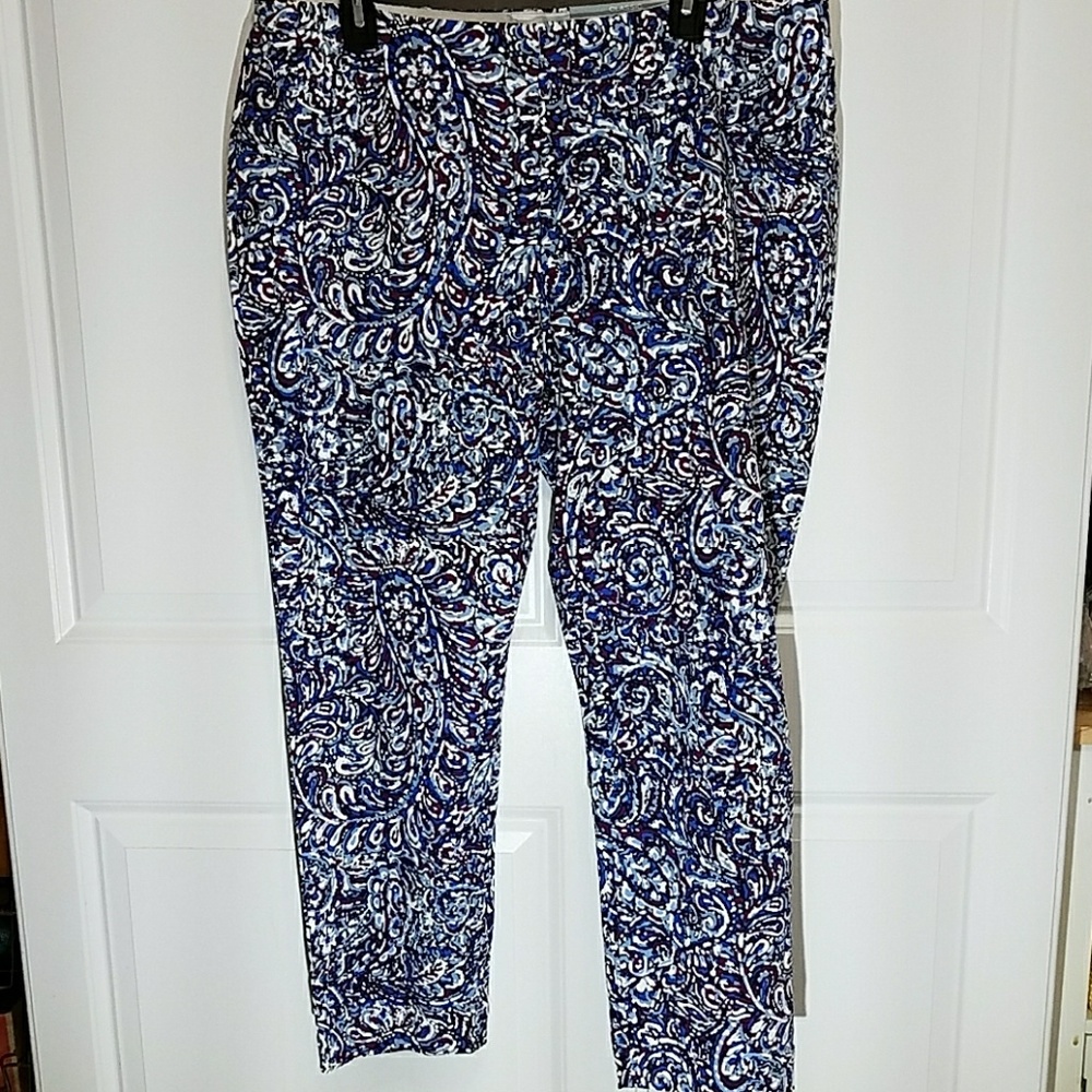 Paisley pull on slim leg pants sz16 NWT