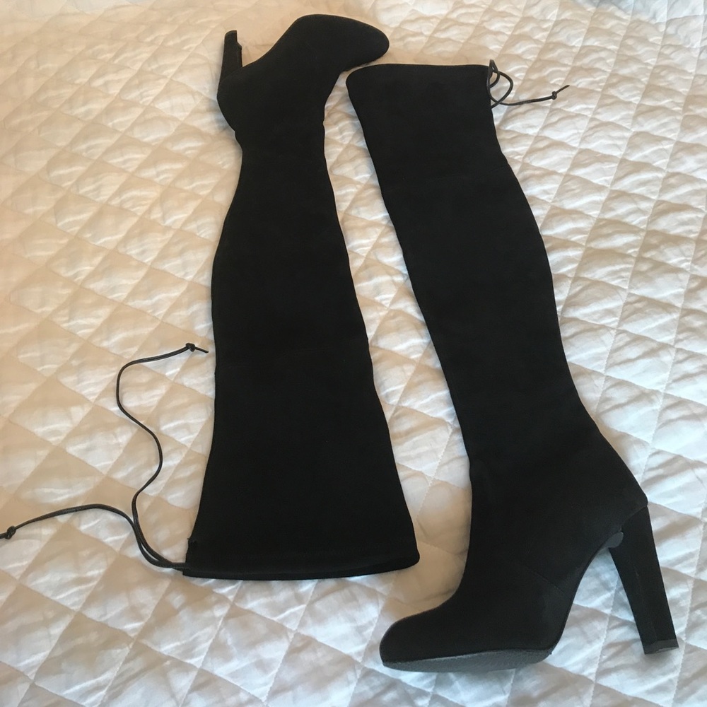 Stuart Weitzman Highland Black Suede Boots