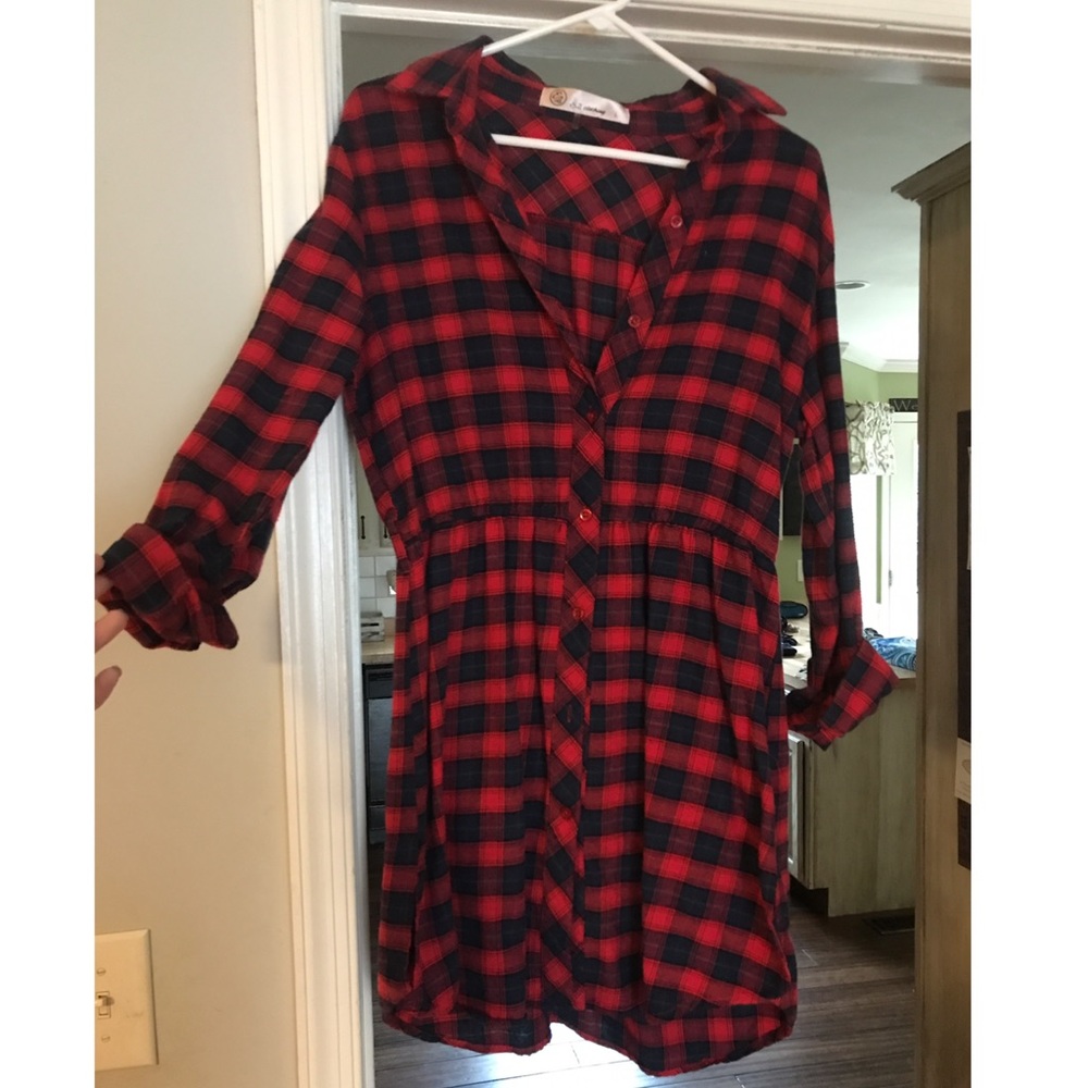 Plaid button up dress