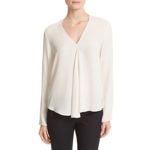 Theory V-neck silk blouse white size P